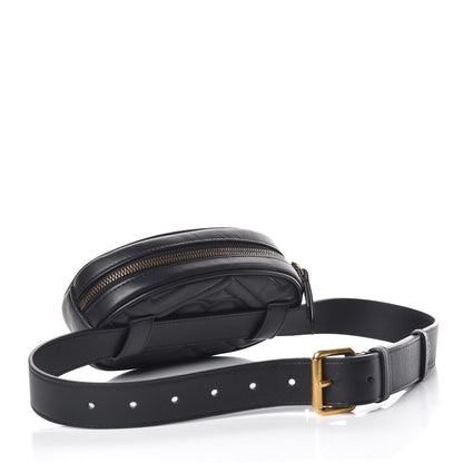 Gucci Calfskin Matelasse GG Marmont Belt Bag 75 30 Black 3 of 10