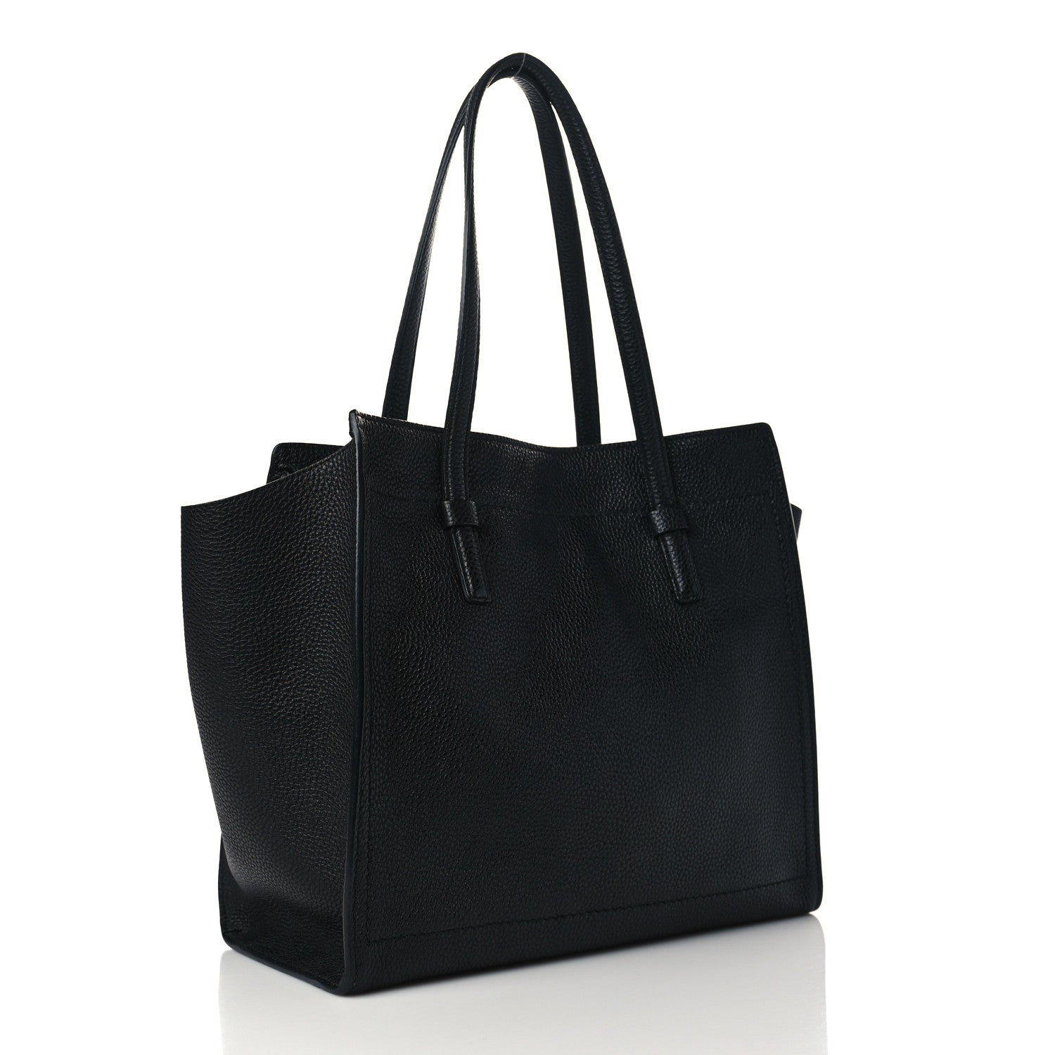 Salvatore Ferragamo Hammered Calfskin Double Handle Small Amy Tote Black 3 of 6