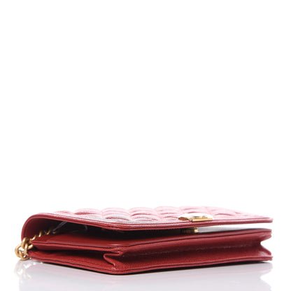 Chanel Caviar Quilted Boy Wallet On Chain WOC Red 4 of 12