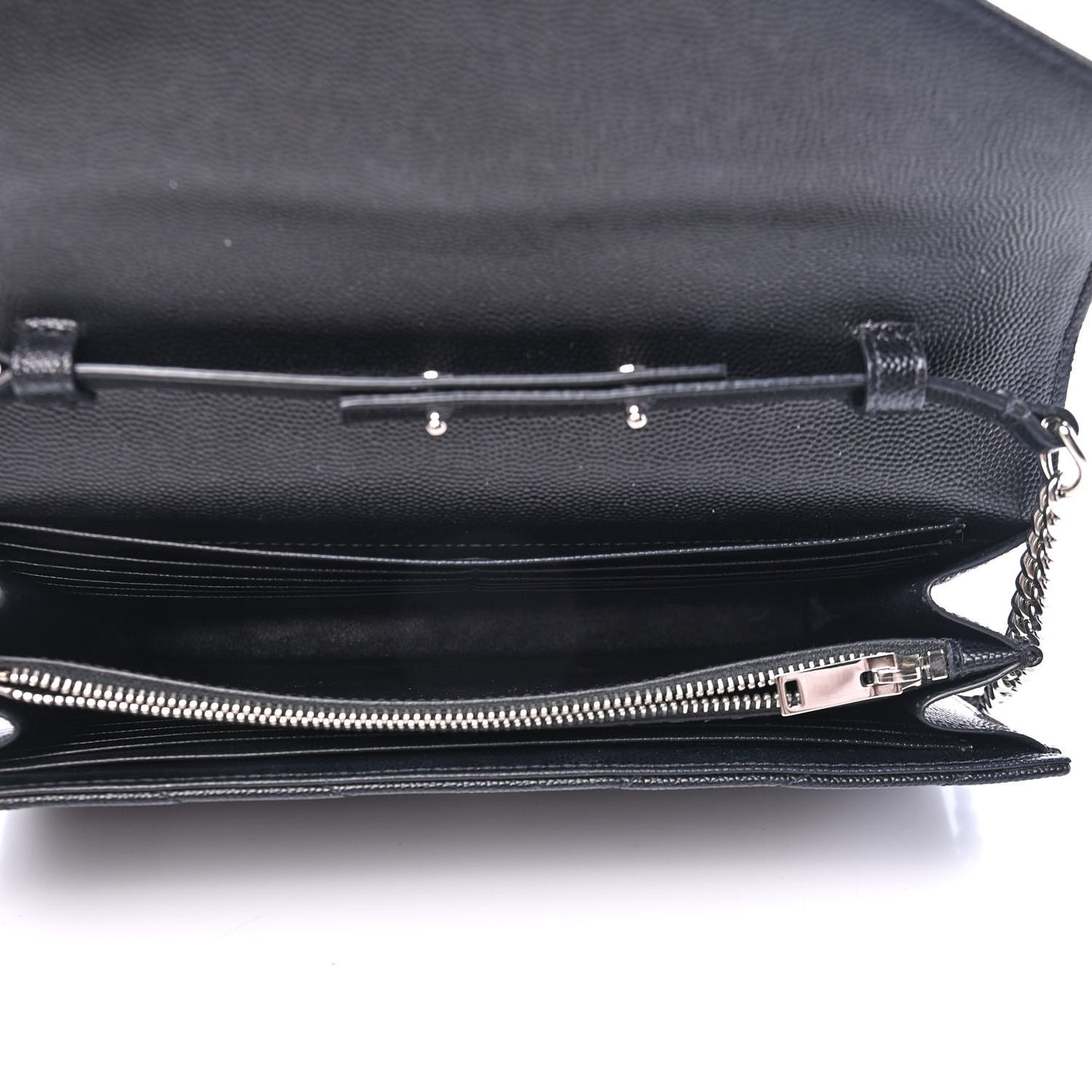 Grain De Poudre Matelasse Chevron Monogram Chain Wallet Black