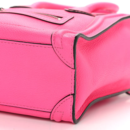 Celine Drummed Calfskin Nano Luggage Fluo Pink 10 of 11