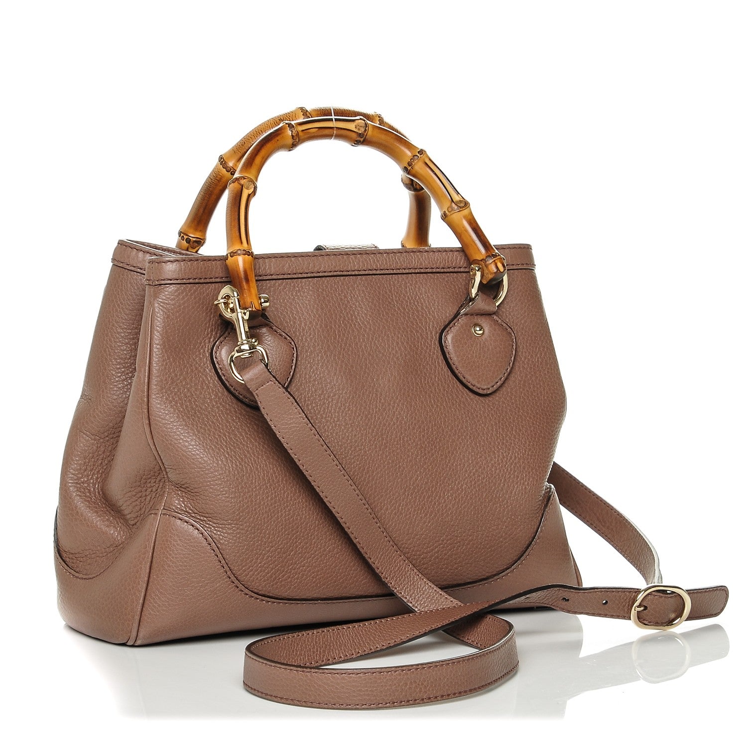 Gucci Pebbled Calfskin Small Diana Bamboo Top Handle Tote Pink Tan 3 of 6
