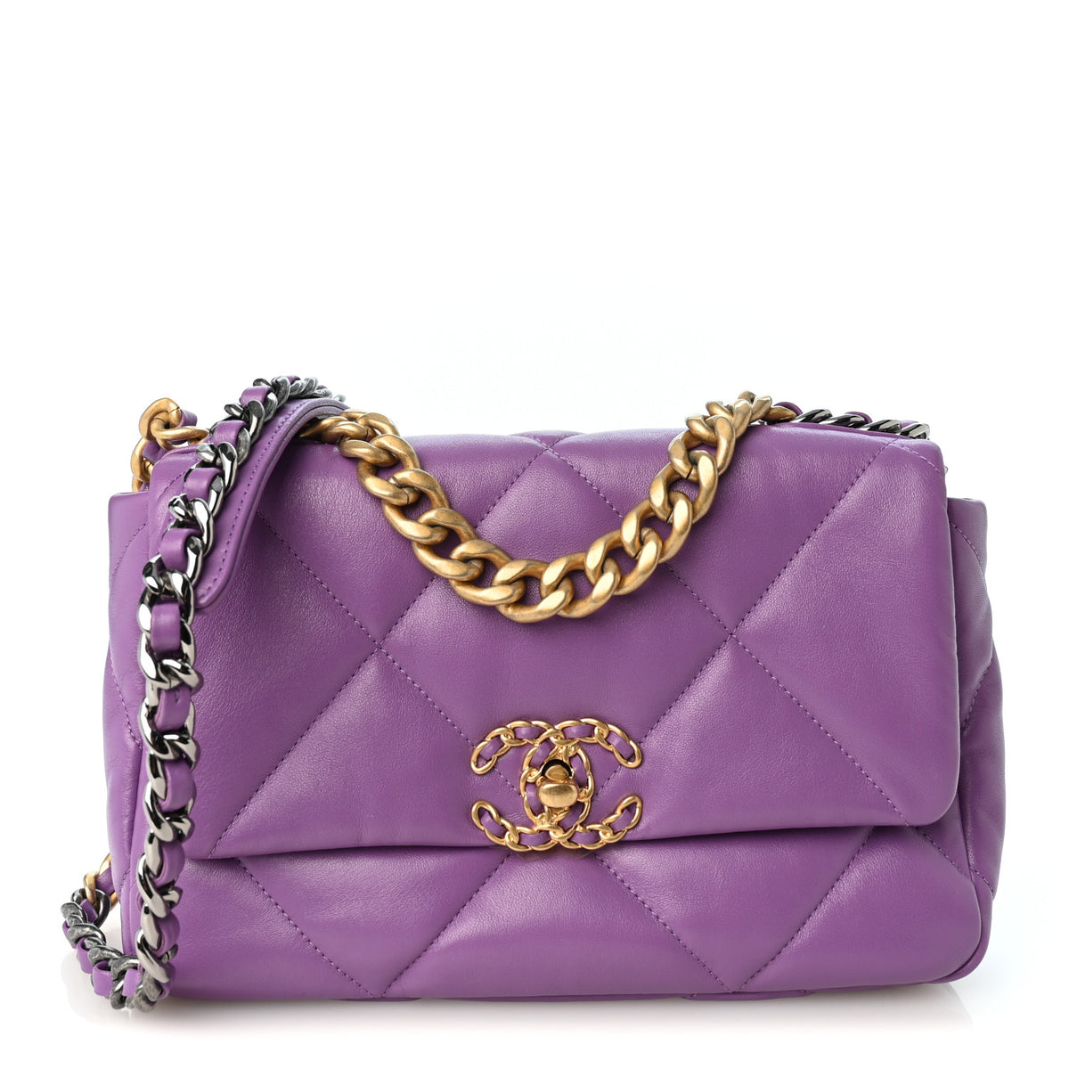 Chanel Lambskin Quilted Medium Chanel 19 Flap Purple 1 of 10