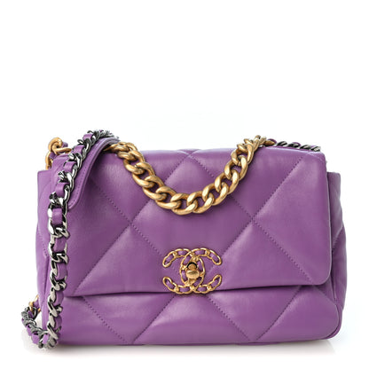 Chanel Lambskin Quilted Medium Chanel 19 Flap Purple 1 of 10