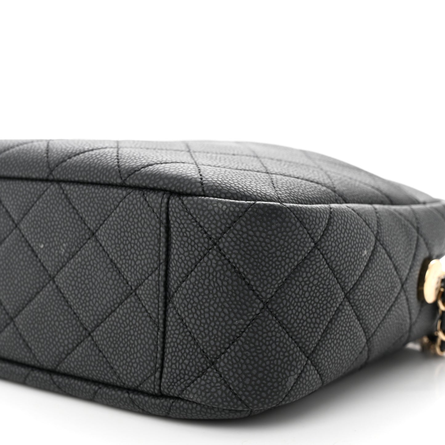 Caviar Quilted Large Coco Tassel Camera Case Black