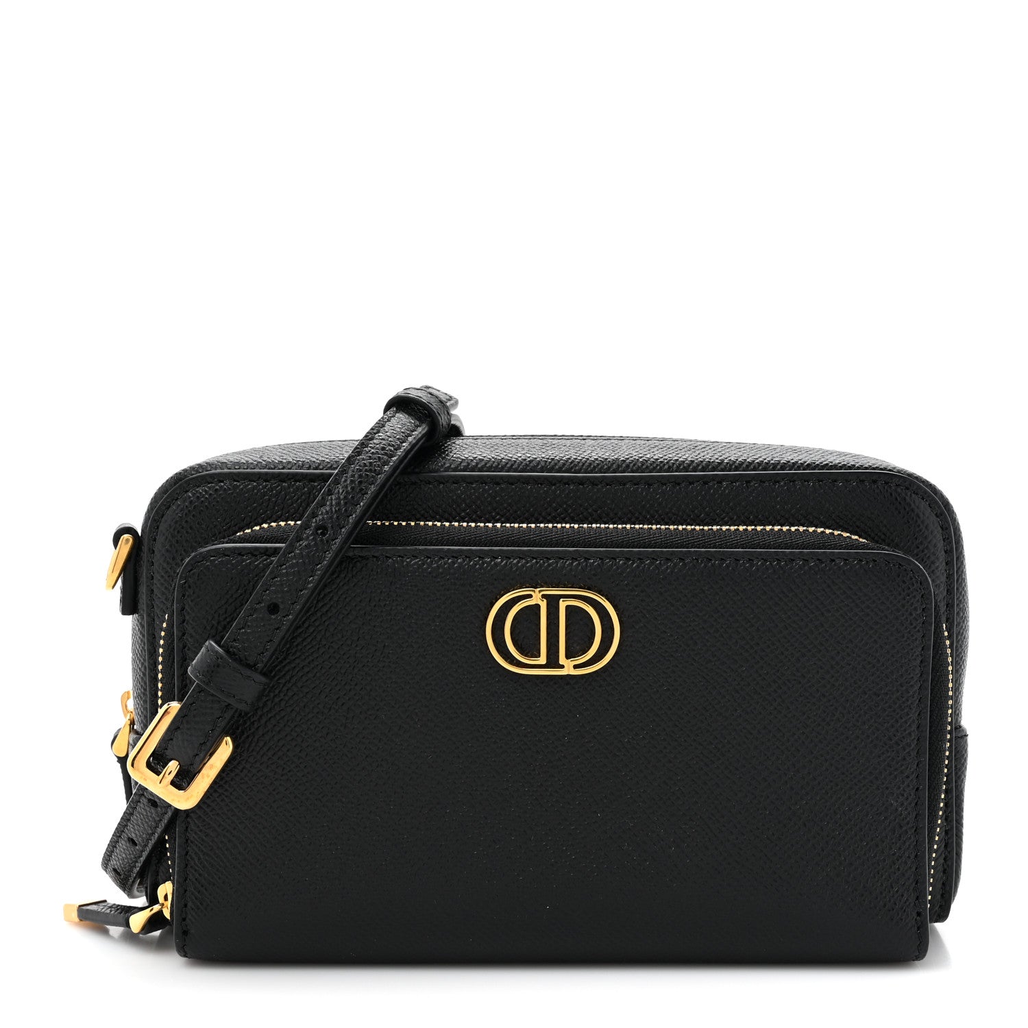Christian Dior Grained Calfskin Caro Double Pouch Black 1 of 11