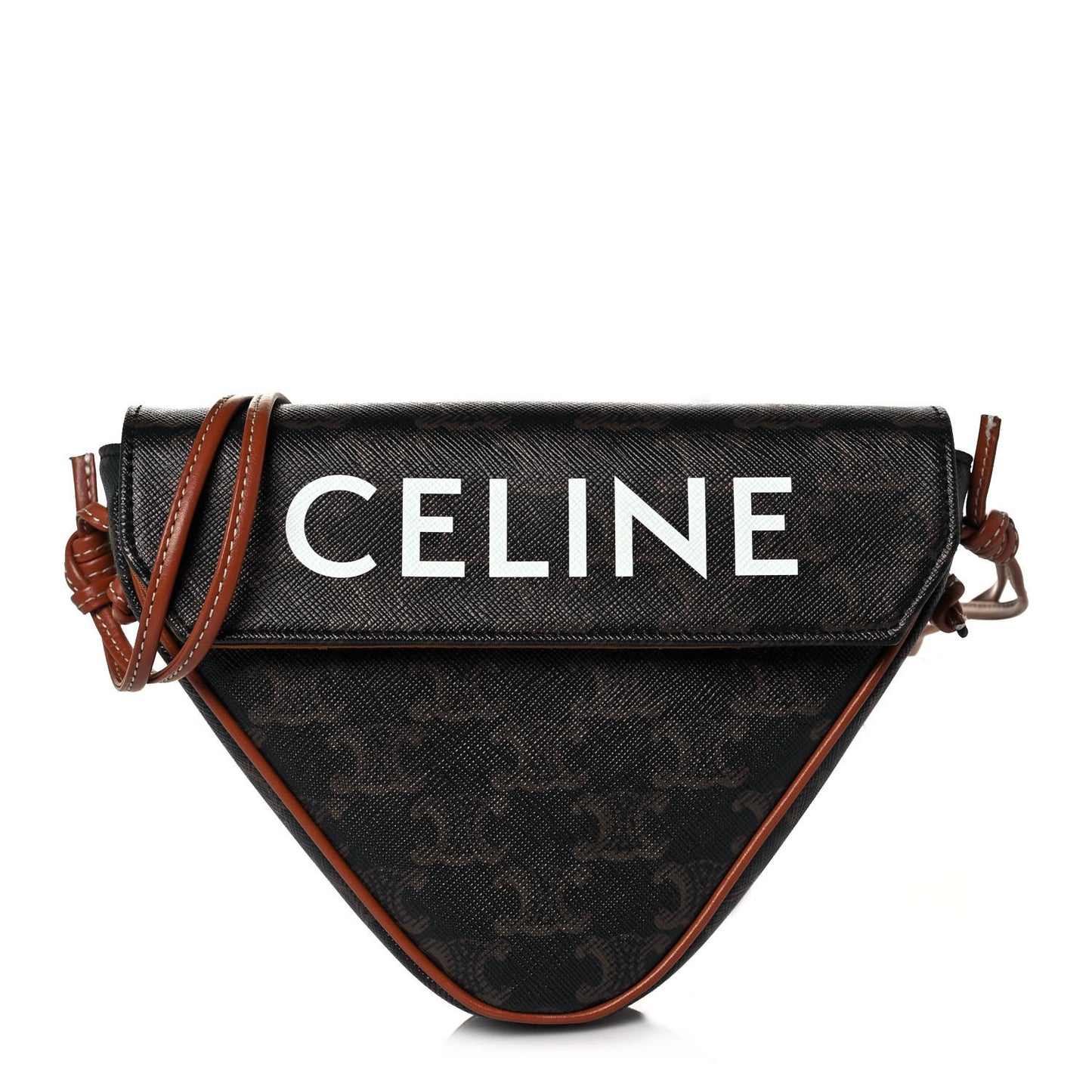 Triomphe Canvas Triangle Crossbody Bag Tan