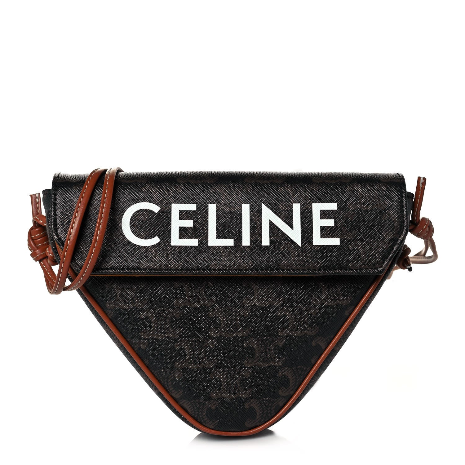 Celine Triomphe Canvas Triangle Crossbody Bag Tan 1 of 15