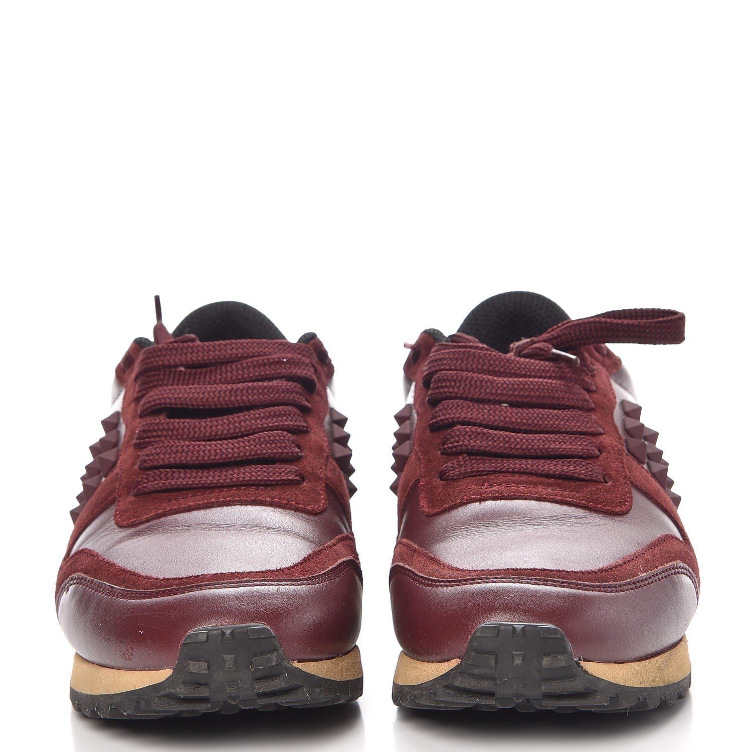Valentino Garavani Calfskin Suede Rockstud Sneakers 36.5 Rubin 3 of 14
