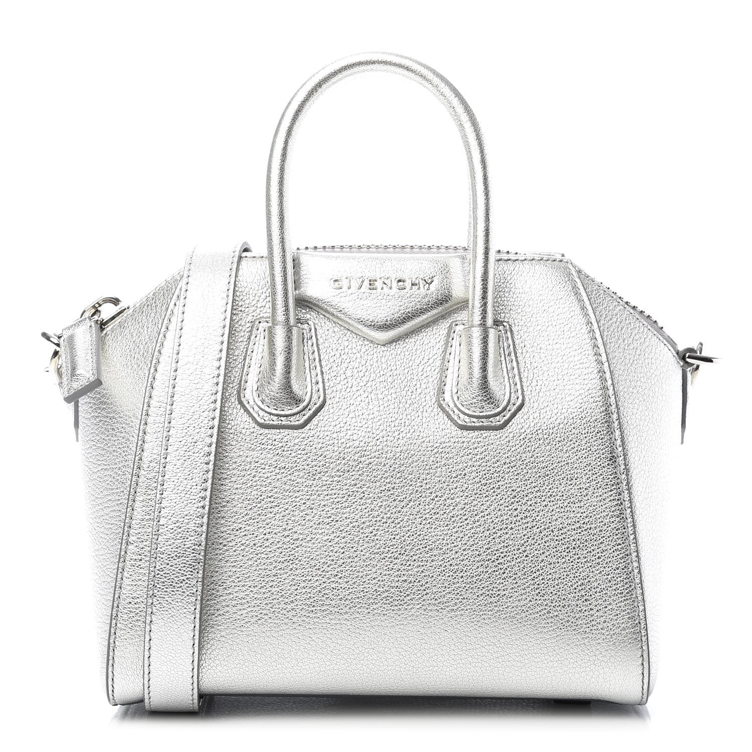Givenchy Metallic Sugar Goatskin Mini Antigona Silver 1 of 10