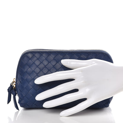 Bottega Veneta Nappa Intrecciato Cosmetic Case Cobalt 2 of 16