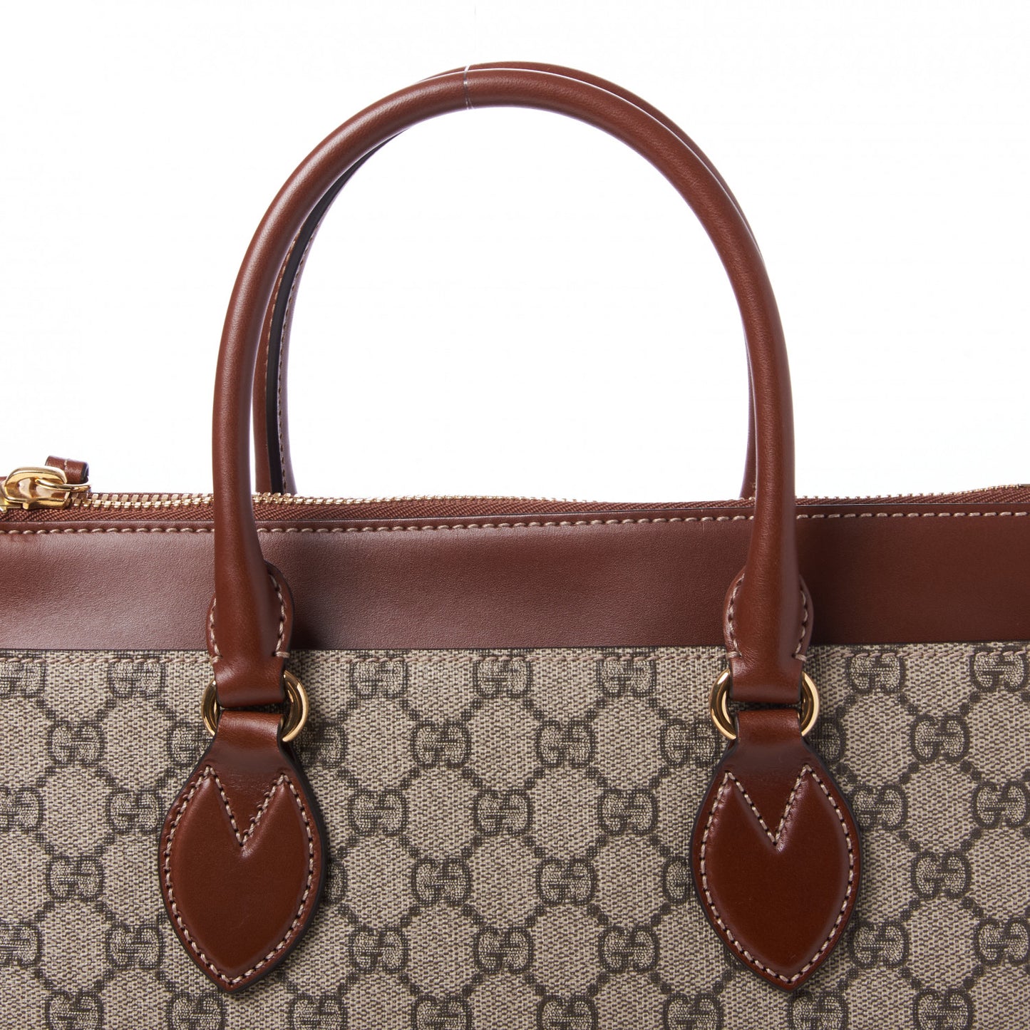 GG Supreme Monogram Small Zip Top Tote Beige Tuscany