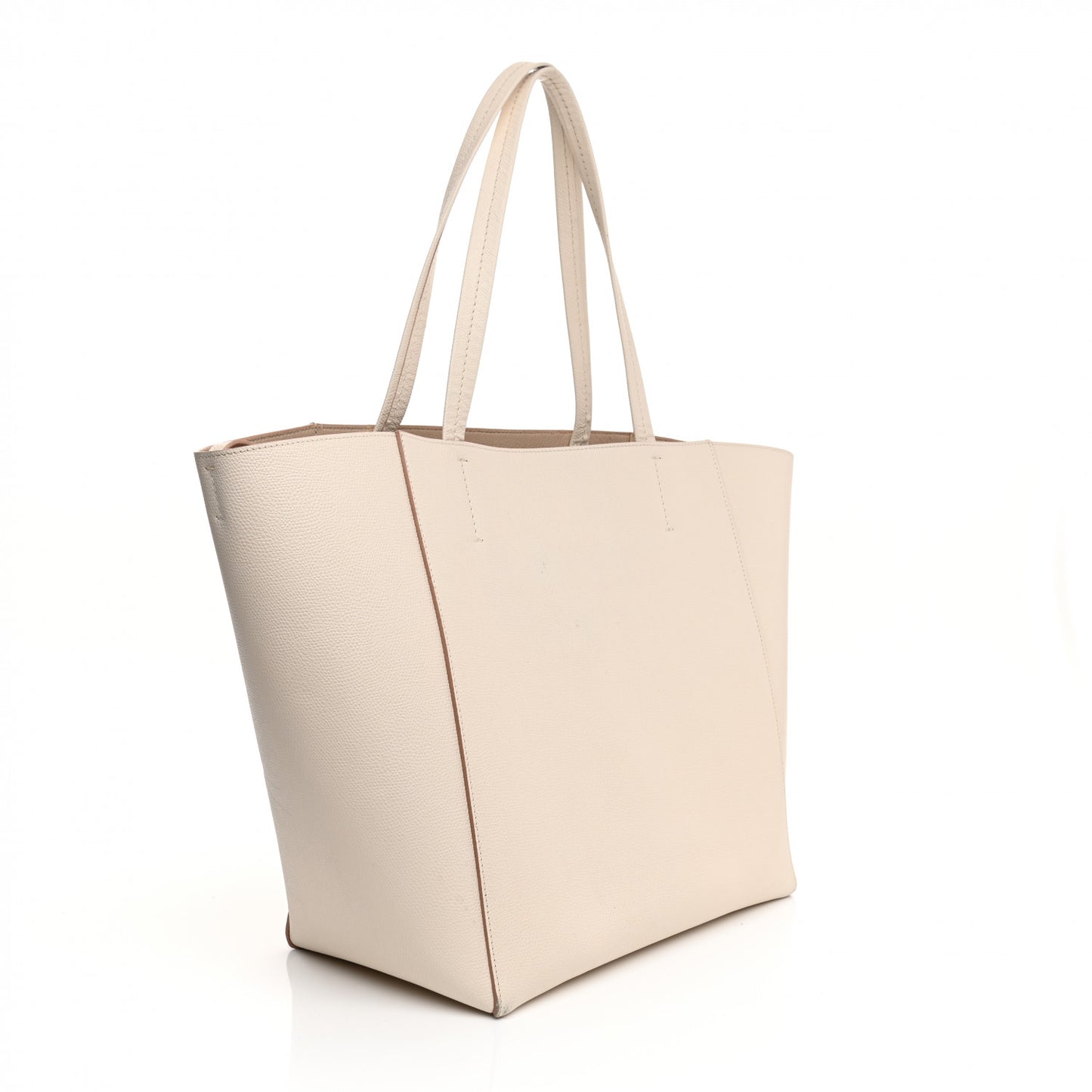 Grained Calfskin Medium Horizontal Cabas Phantom White