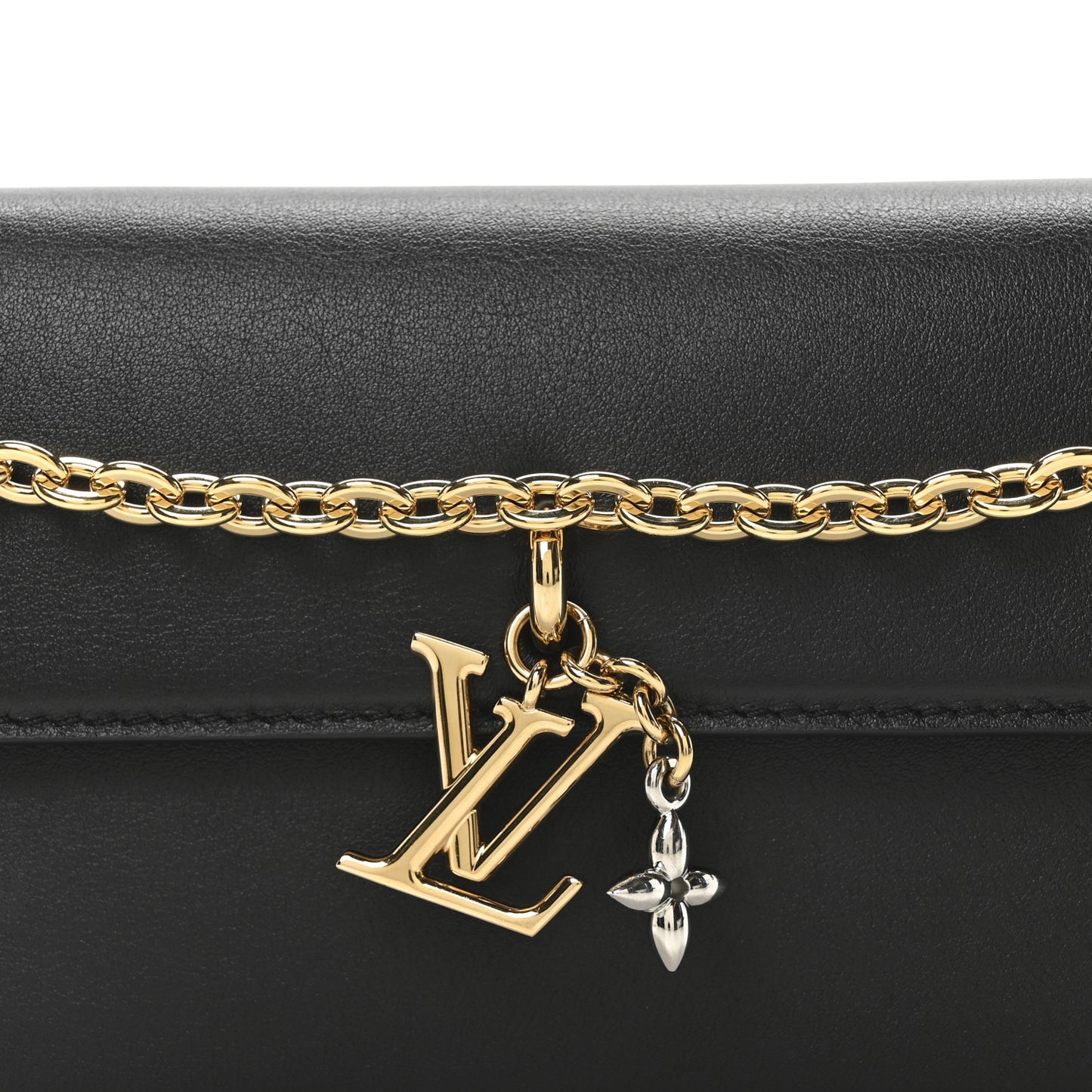 Calfskin LV Bloom Wallet On Chain Black