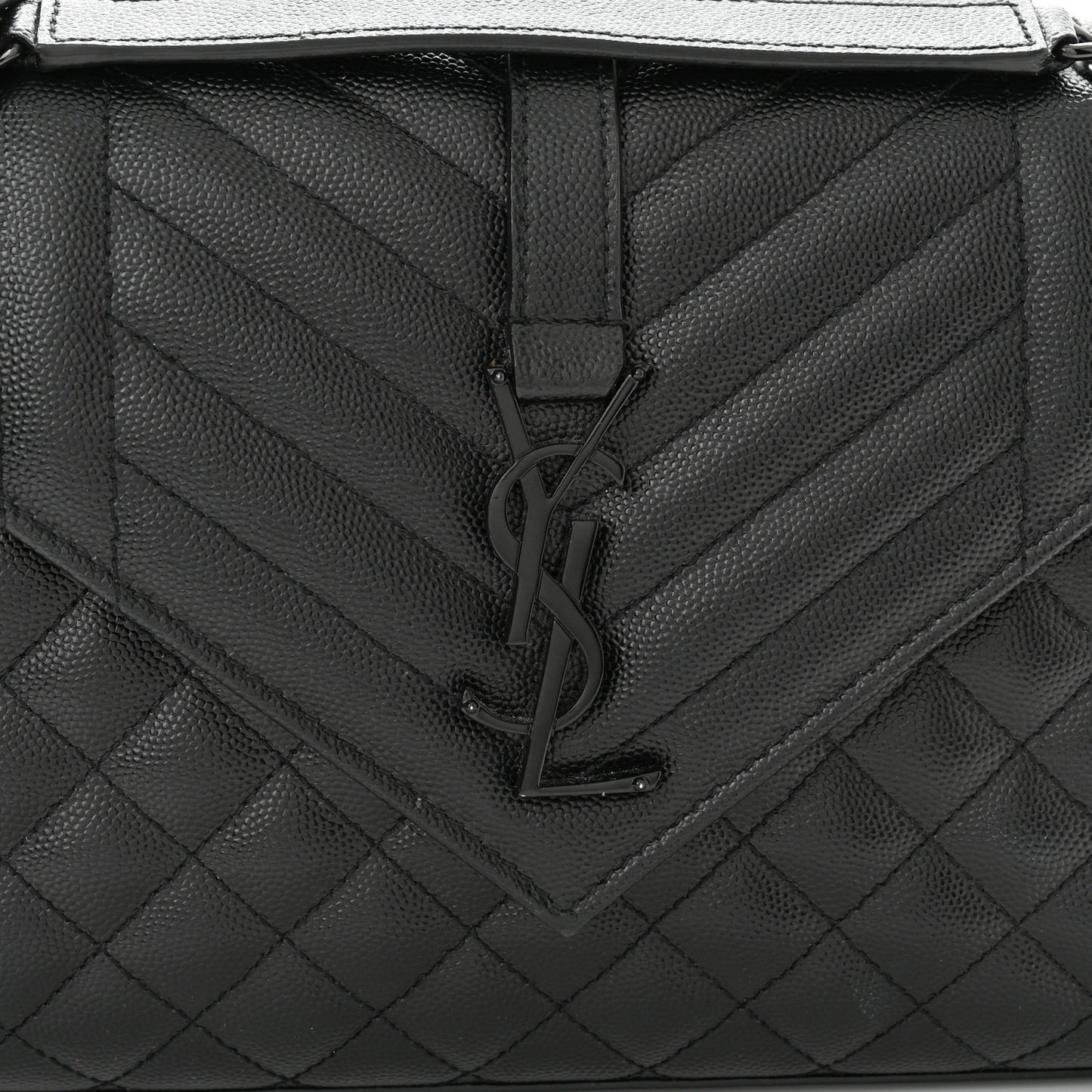 Grain De Poudre Textured Mixed Matelasse Triquilt Medium Monogram Satchel Black