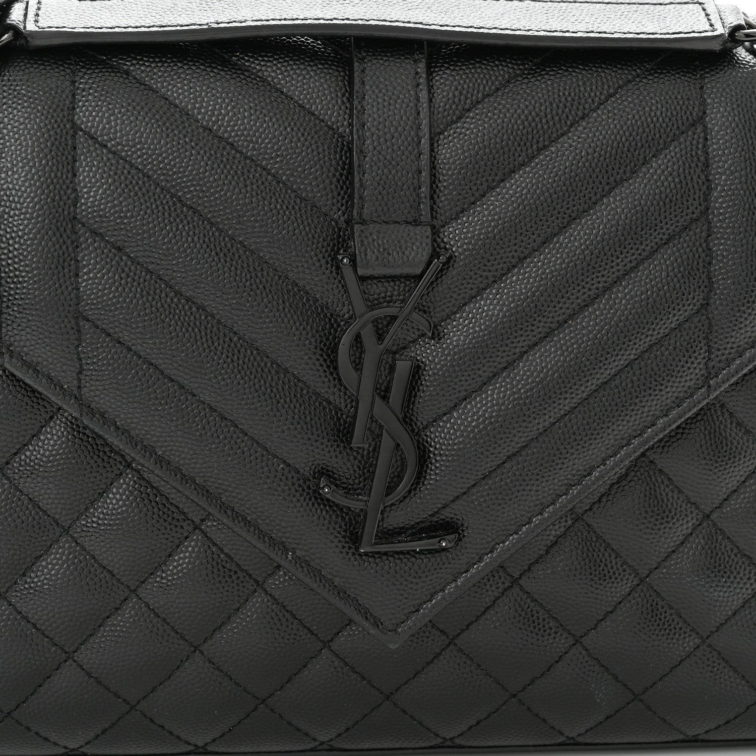 Saint Laurent Grain De Poudre Textured Mixed Matelasse Triquilt Medium Monogram Satchel Black 9 of 11