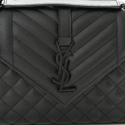 Saint Laurent Grain De Poudre Textured Mixed Matelasse Triquilt Medium Monogram Satchel Black 9 of 11