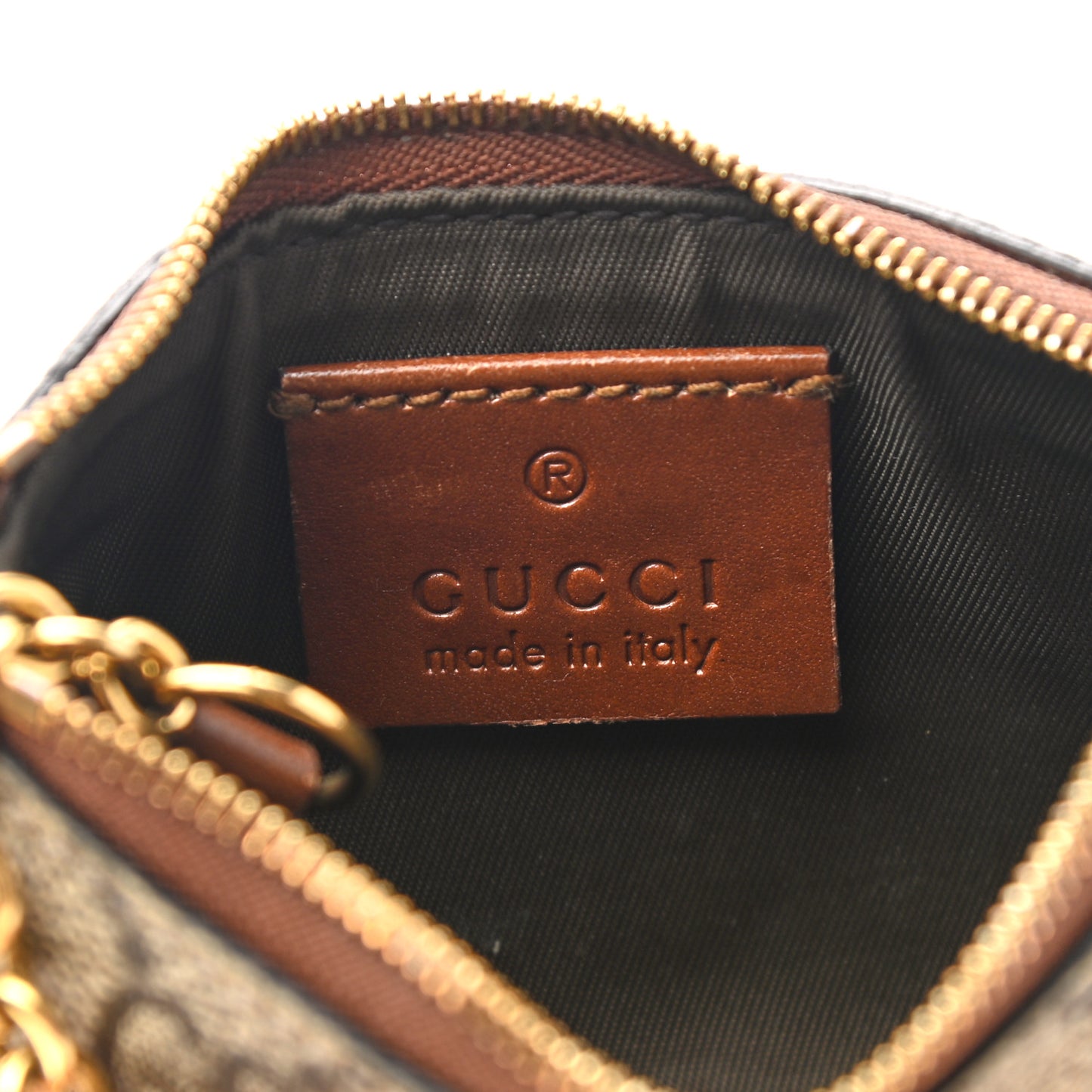 GG Supreme Monogram Key Case Brown