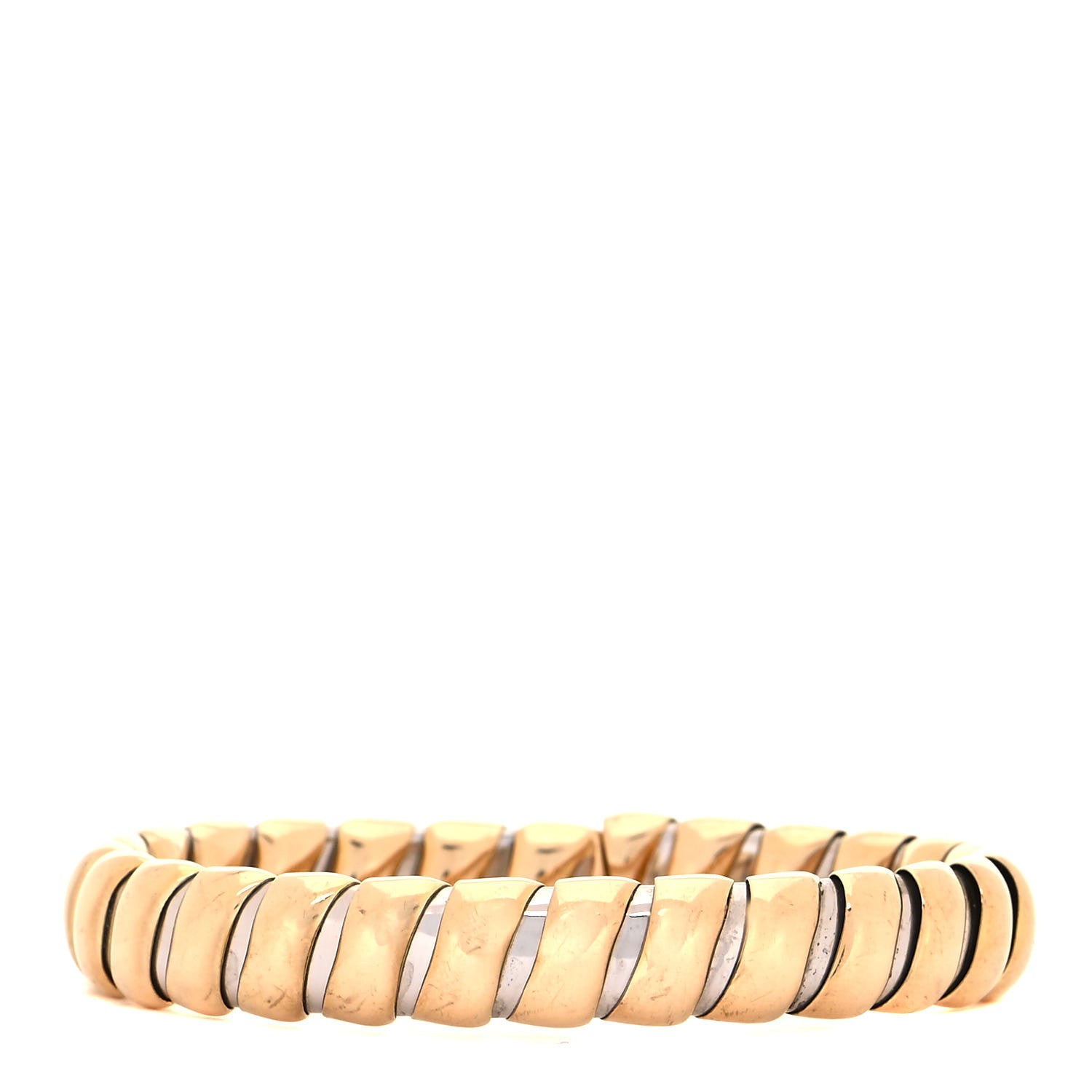Bulgari Stainless Steel 18K Yellow Gold Tubogas Bracelet 1 of 4