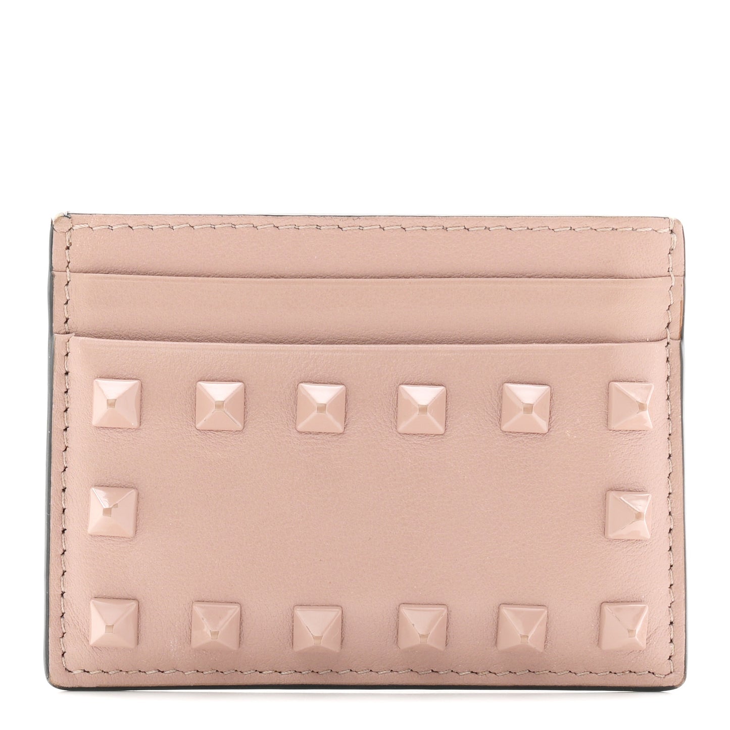 Vitello Rockstud Card Holder Poudre