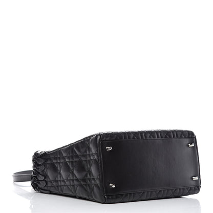 Christian Dior Lambskin Cannage Bow Medium Lady Dior Black 4 of 9