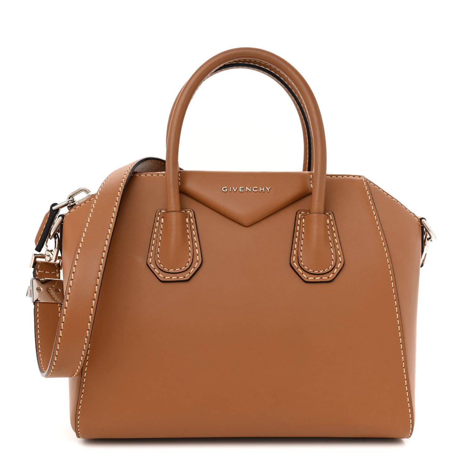 Givenchy Calfskin Contrast Topstitch Small Antigona Cognac 1 of 19