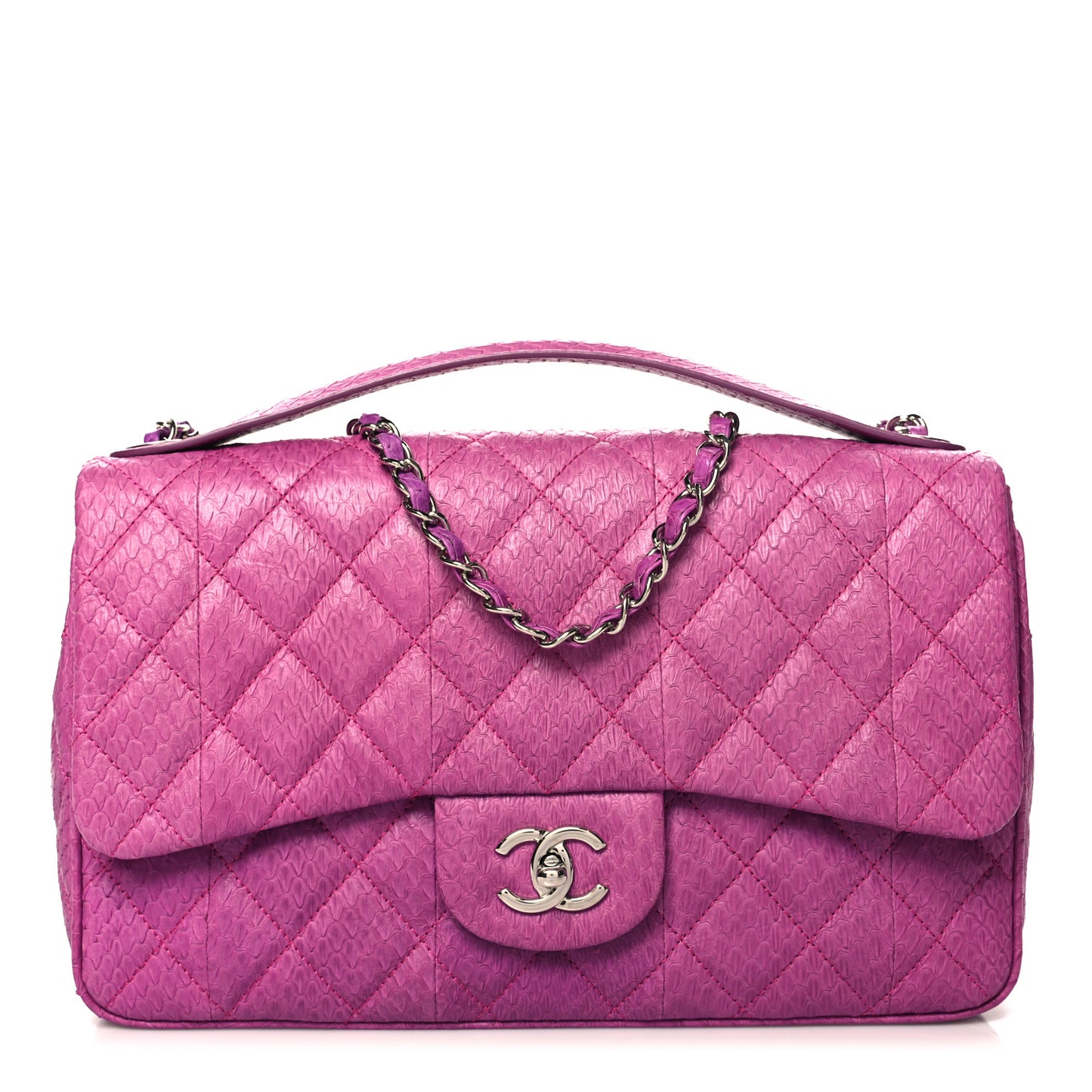 Elaphe Snakeskin Quilted Jumbo Easy Carry Flap Purple