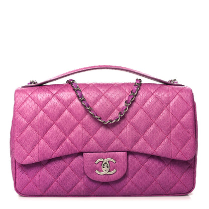 Chanel Elaphe Snakeskin Quilted Jumbo Easy Carry Flap Purple 1 of 10