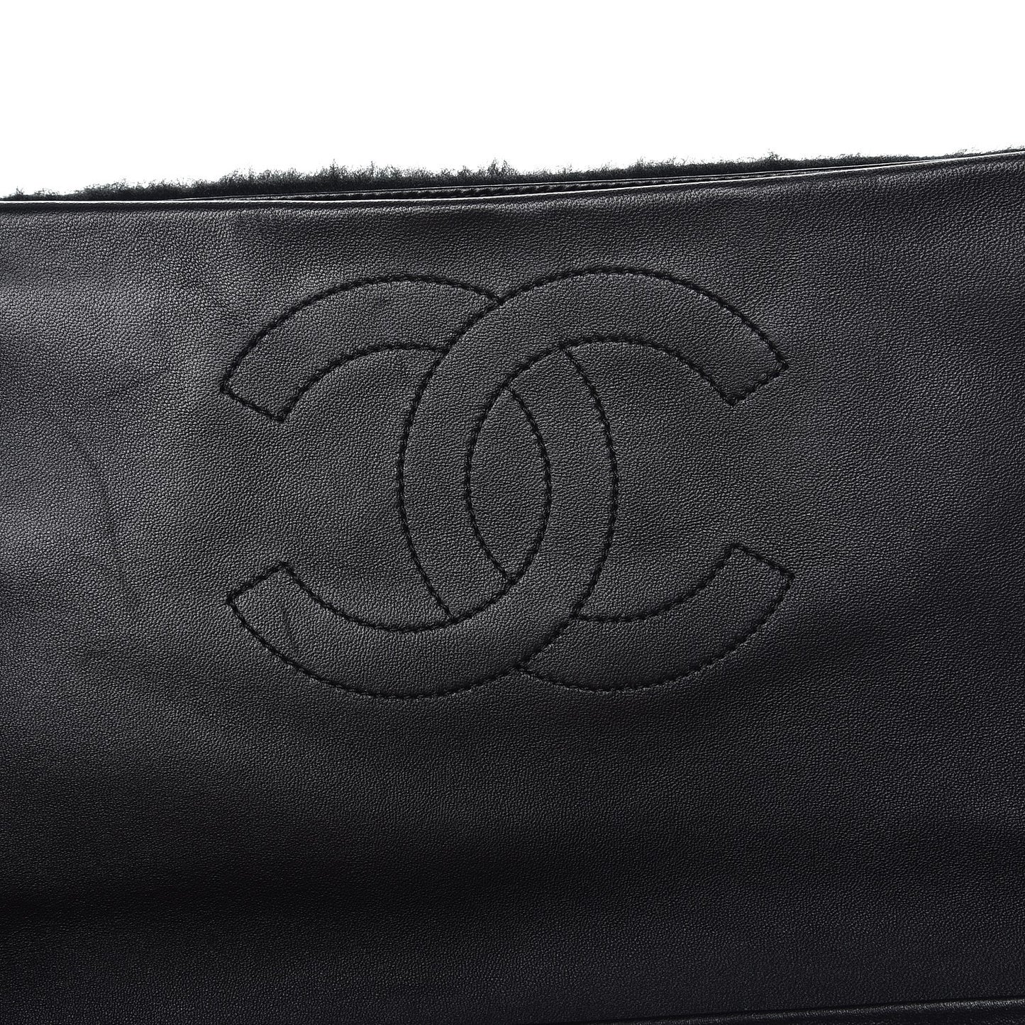 Shearling Lambskin 100% Clutch Black