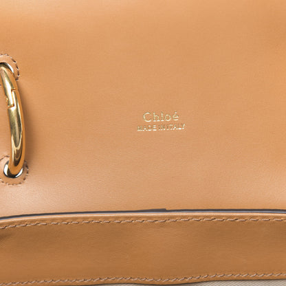 Chloe Calfskin Crocodile Embossed Canvas Small Aby Day Shoulder Bag Honey Gold 6 of 9