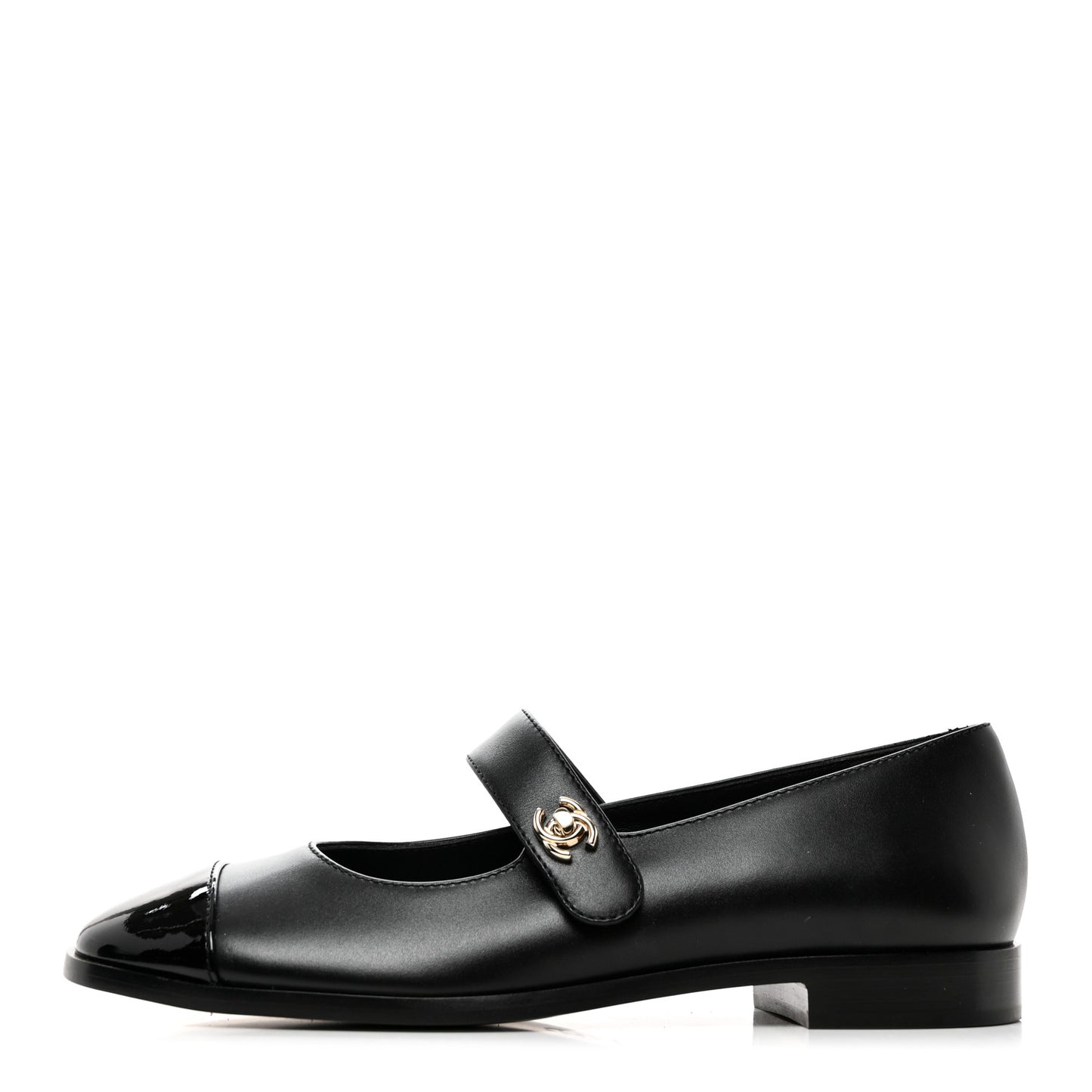 Calfskin Patent Mary Janes Flats 37.5 Black