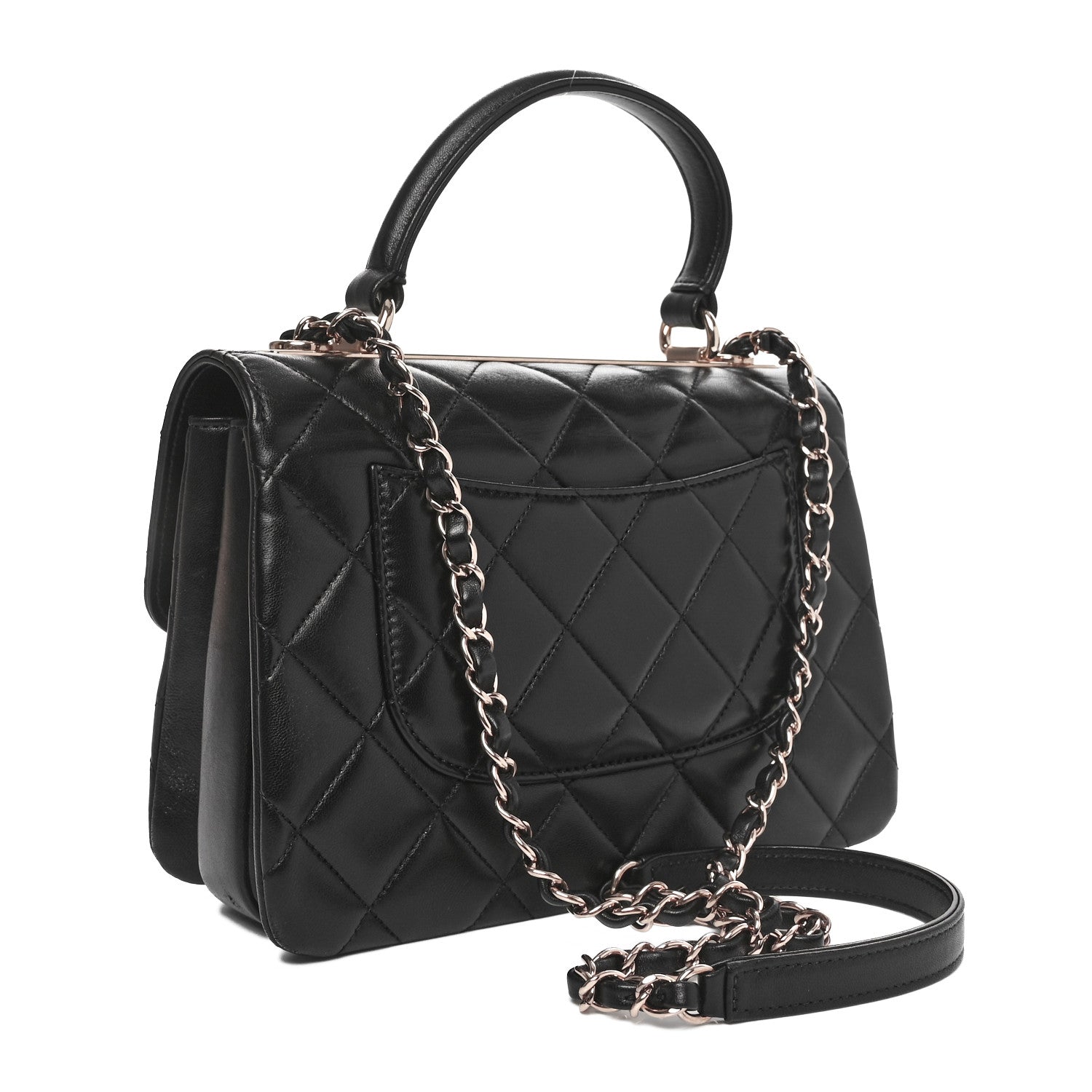 Chanel Lambskin Quilted Small Trendy CC Dual Handle Flap Bag Black