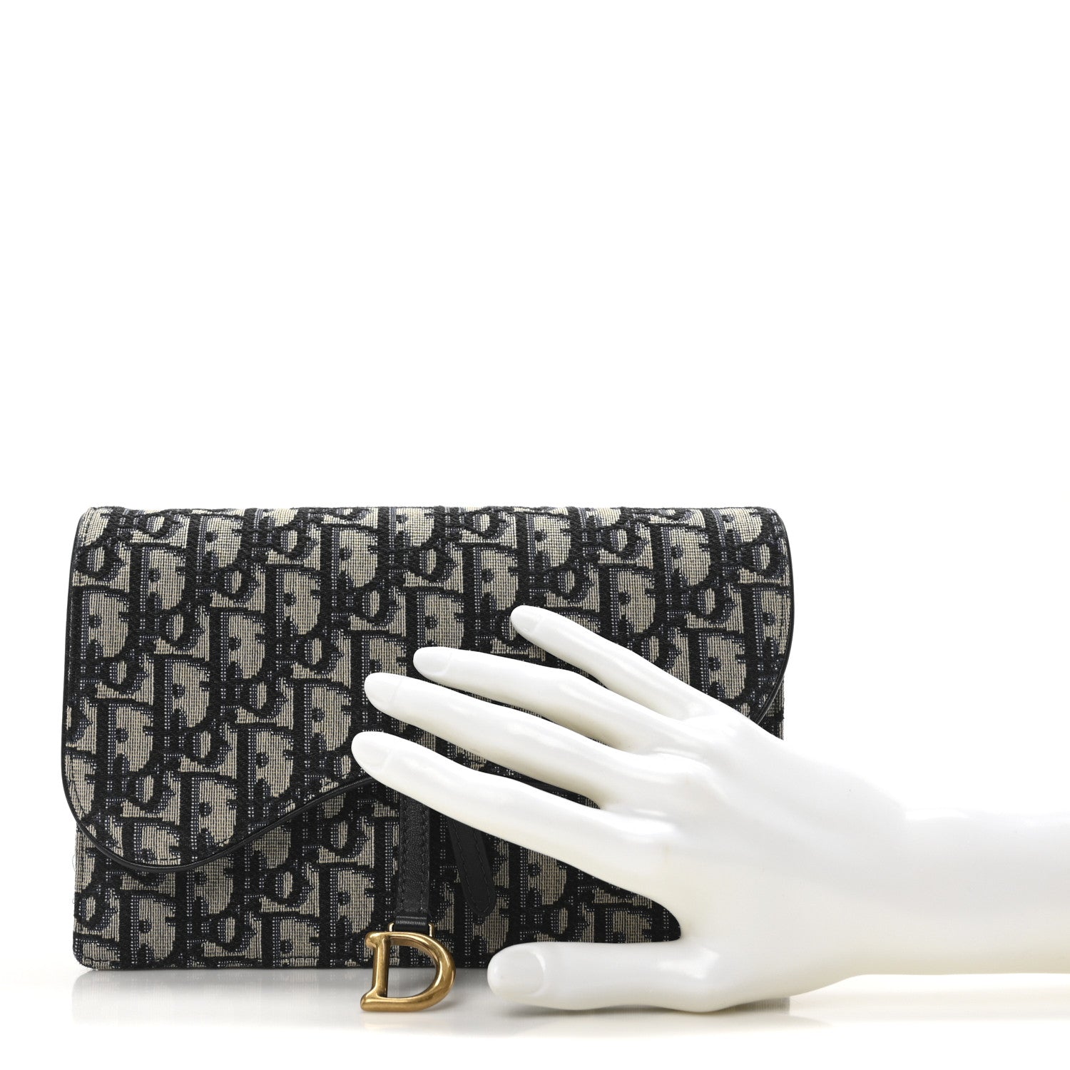 Christian Dior Oblique Saddle Chain Pouch Blue 2 of 11