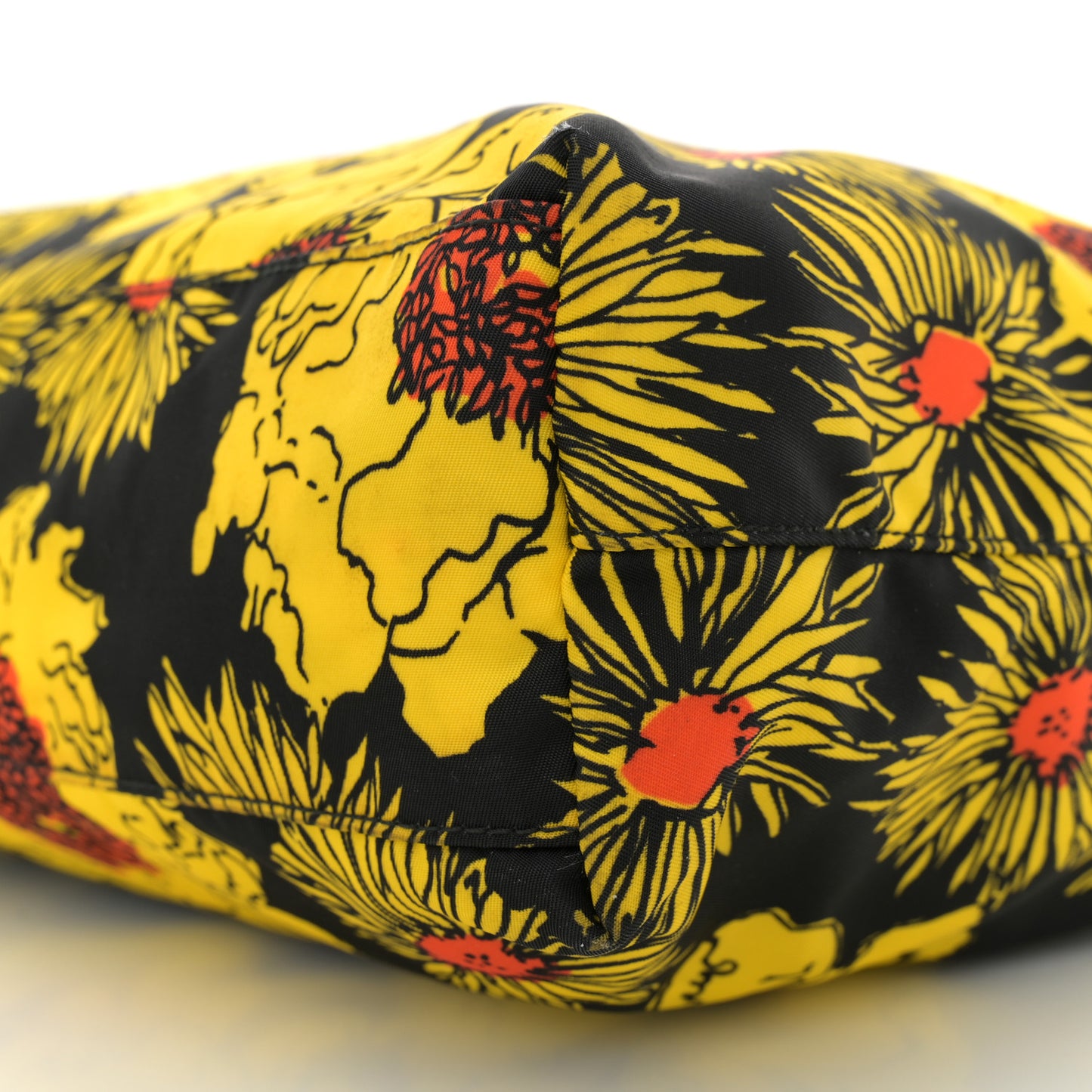 Tessuto Nylon Saffiano Floral Print Tote Giallo