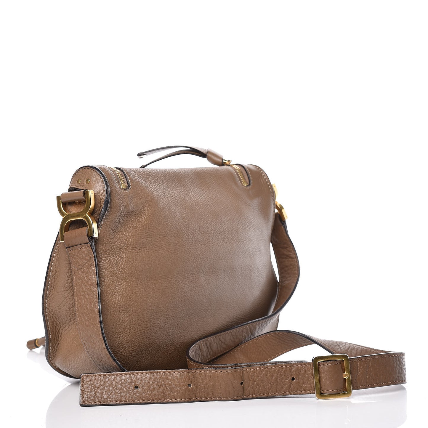Calfskin Medium Marcie Round Zip Crossbody Bag Nut
