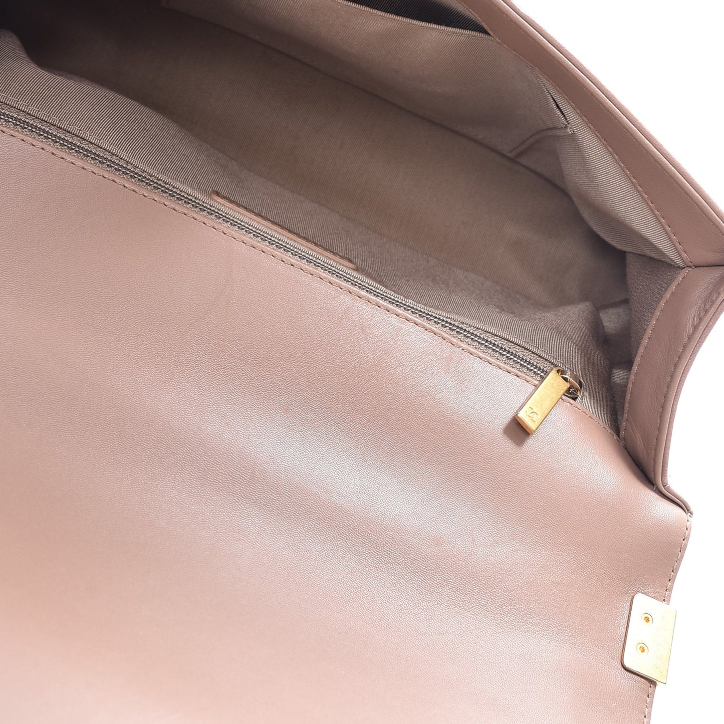 Calfskin Chevron New Medium Boy Flap Beige