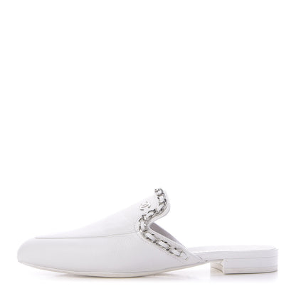 Chanel Goatskin Chain CC Mules 35.5 White 1 of 12