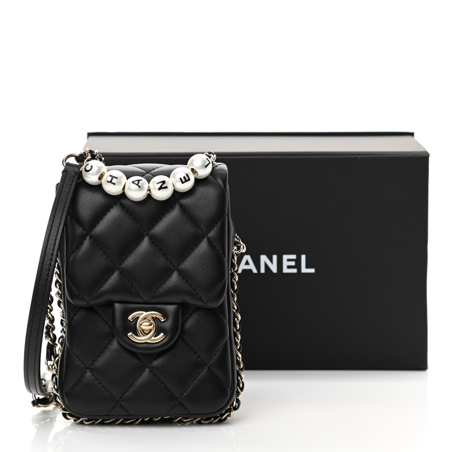 Chanel Lambskin Quilted My Precious Phone Case Flap Bag Black 13 of 13