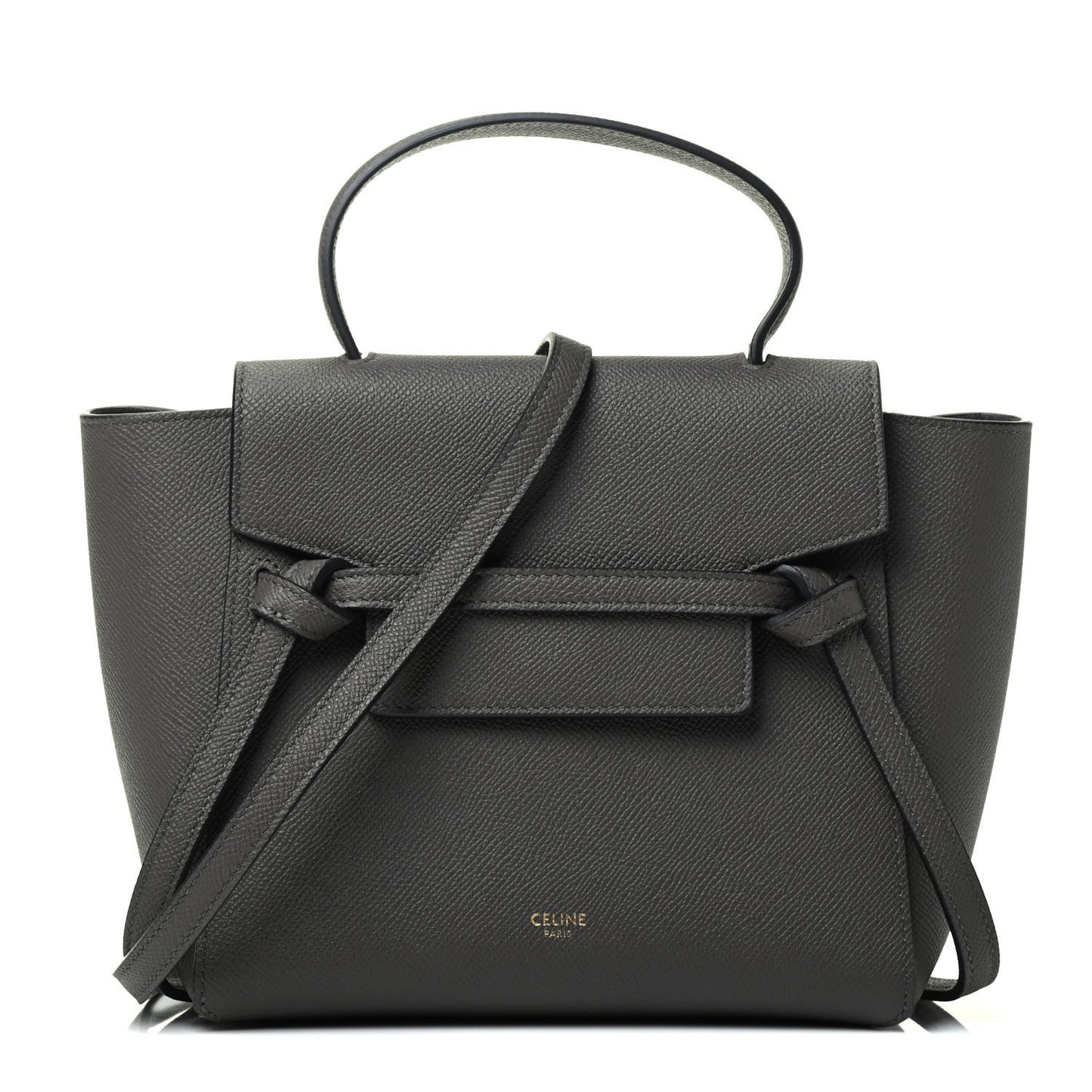 Grained Calfskin Nano Belt Bag Grey