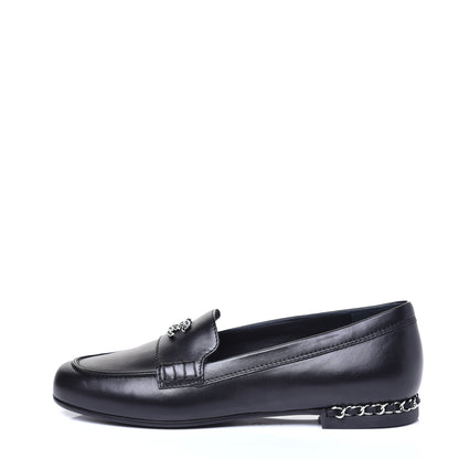 Chanel Calfskin CC Chain Mocassin Loafers 38.5 Black 1 of 11