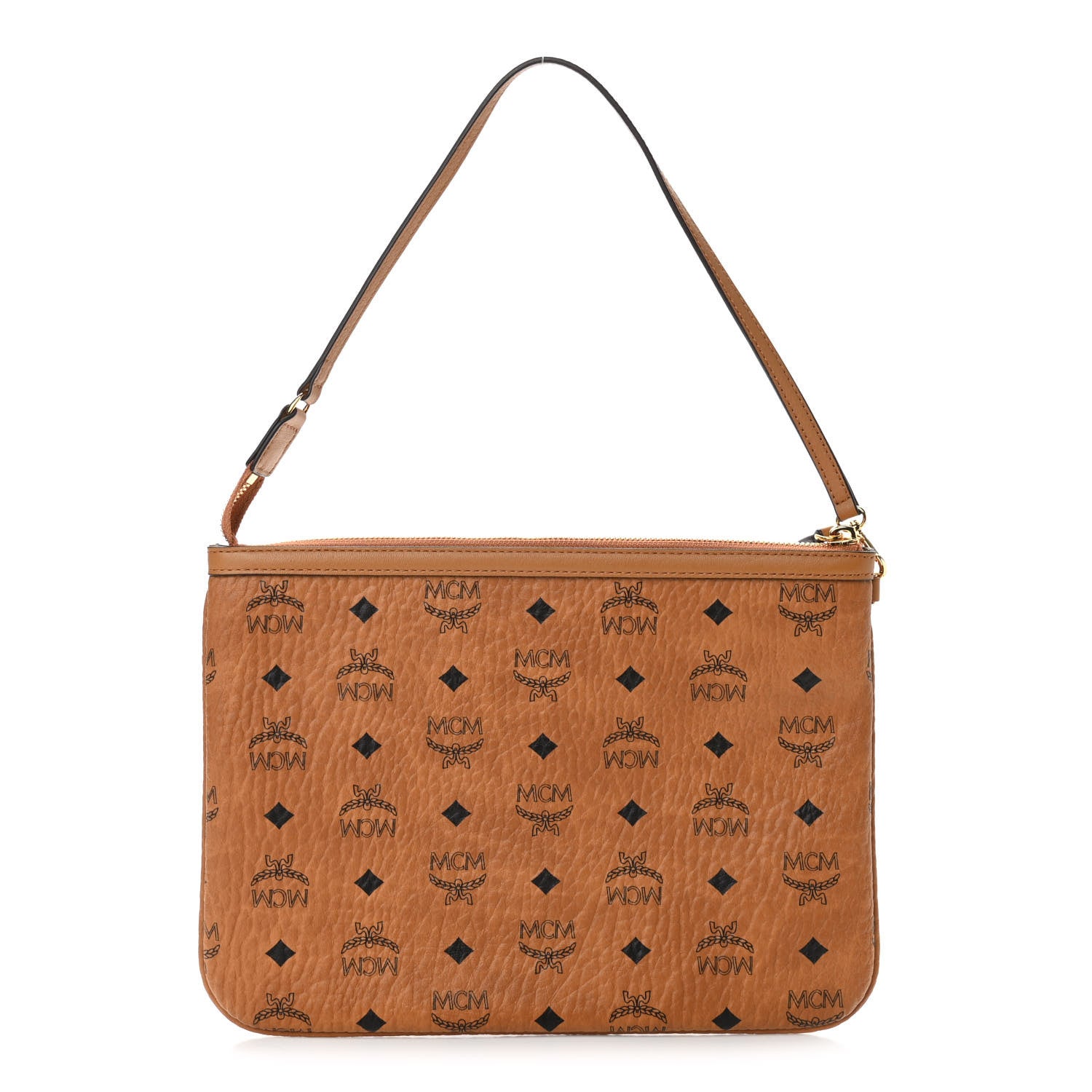 MCM Visetos Liz Shopper Tote Pouch Cognac 1 of 9