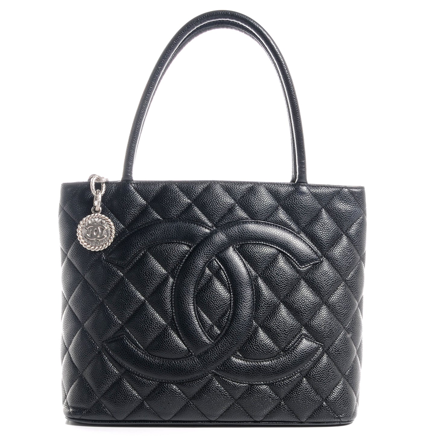 Caviar Quilted Medallion Tote Black