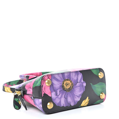 Balenciaga Smooth Calfskin Lush Floral Print XXS Ville Top Handle Bag Black Multicolor 3 of 10