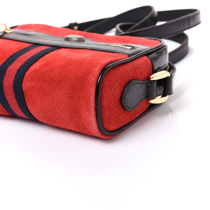 Gucci Suede Patent Web Mini Ophidia Shoulder Bag Red 6 of 9