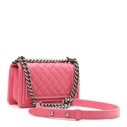 Chanel Lambskin Quilted Small Boy Flap Dark Pink 2 of 11