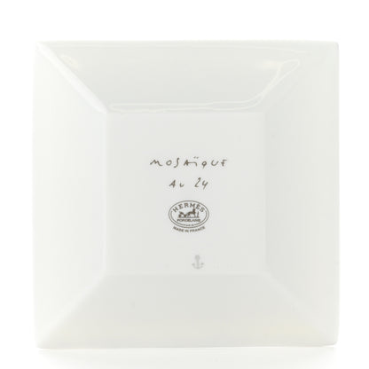Hermes Porcelain Mosaique Au 24 Platinum Square Plate N°1 2 of 4