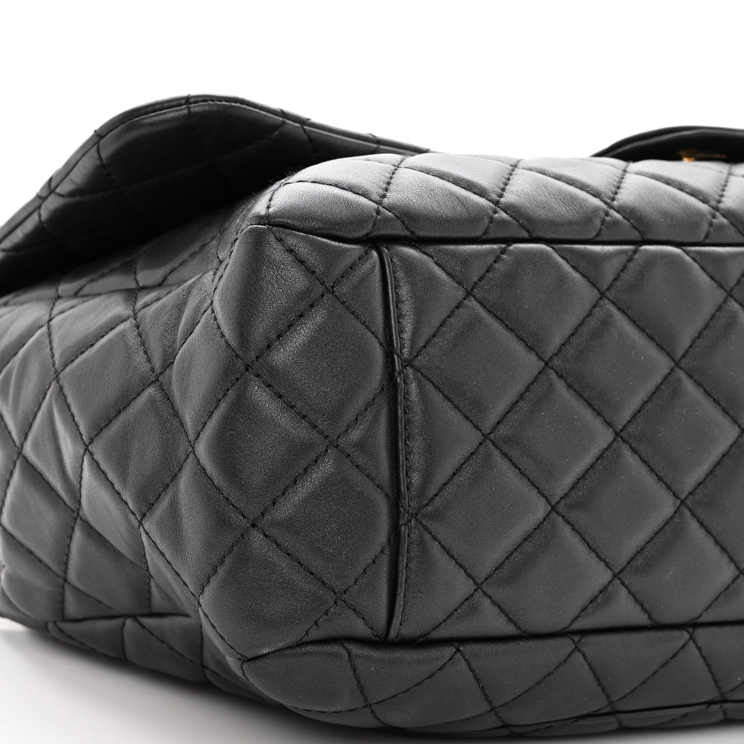 Chanel Metallized Calfskin Quilted Small XXL Travel Flap Bag Black 9 of 10