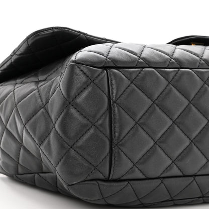 Chanel Metallized Calfskin Quilted Small XXL Travel Flap Bag Black 9 of 10