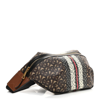 Burberry E-Canvas Monogram Stripe Medium Sonny Bum Bag Bridle Brown 4 of 8