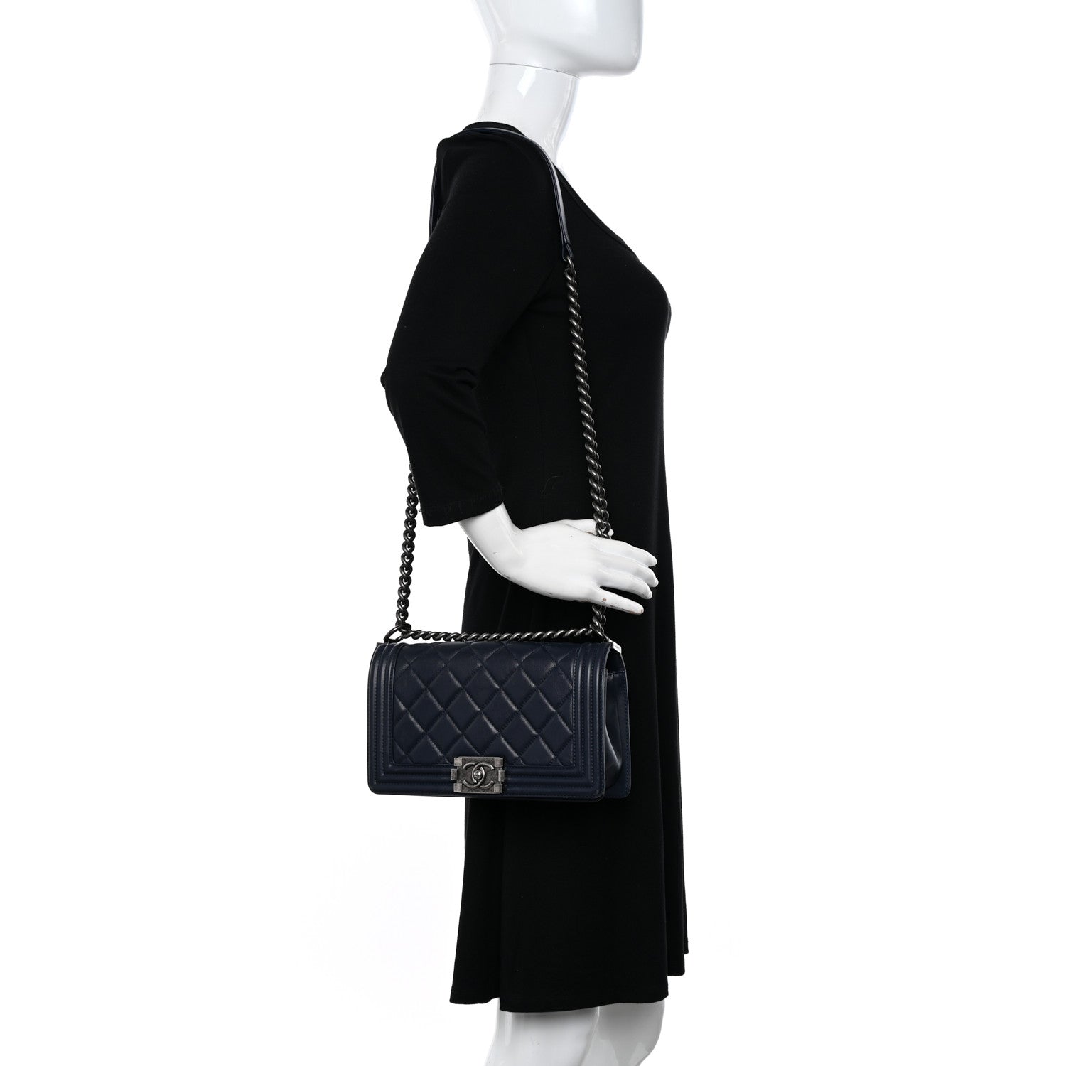 Chanel Lambskin Quilted Medium Boy Flap Navy 2 of 11